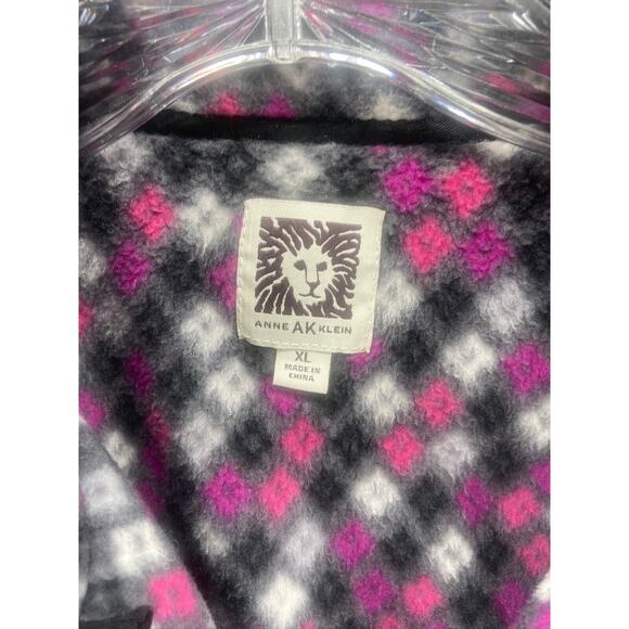 Anne Klein Pajamas Women’s Sz XL Black Pink Long Sleeve Pants Buttondown - Picture 13 of 16